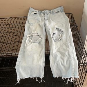 distressed ripped high rise straight